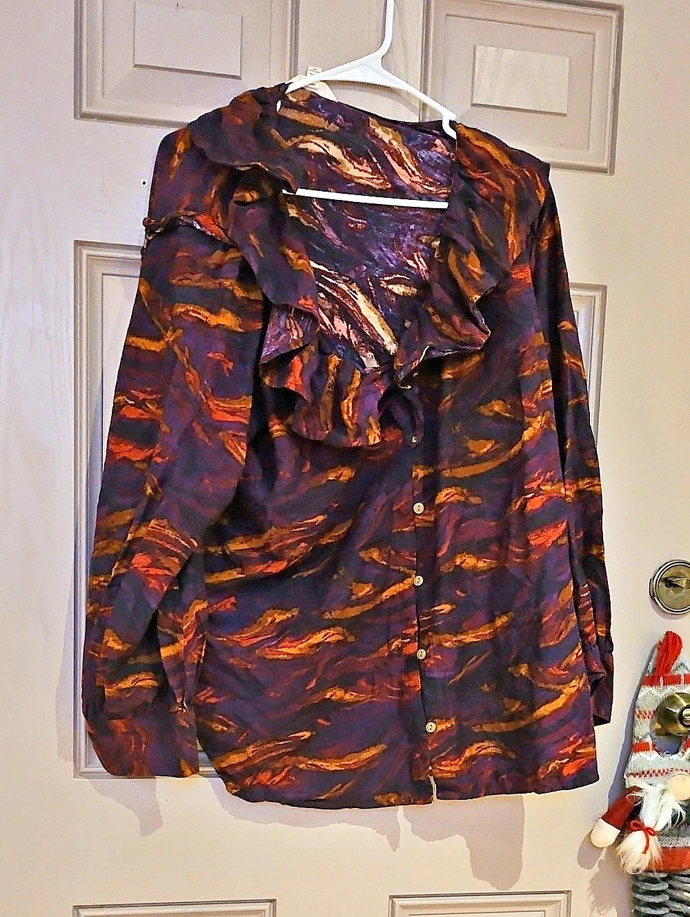 Terra SkyTop Abstract Ruffle Front Brown & Purple